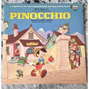 Walt Disney's Pinocchio Story and Songs Vinyl Record & Book (1969)